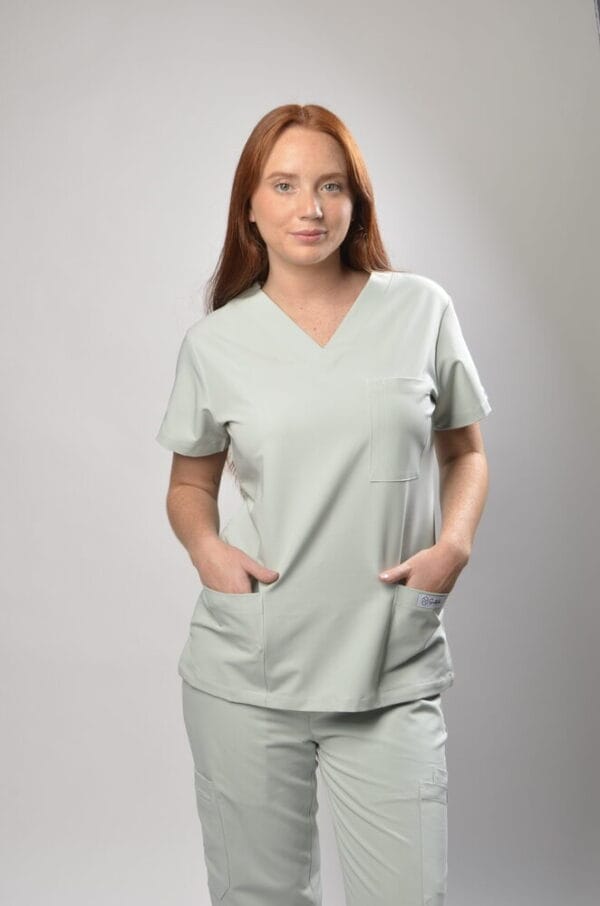 Polera Clínica Elastica Mujer Flex Verde Nilo