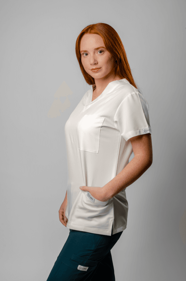 Polera Clínica Elastica Mujer Flex Blanco