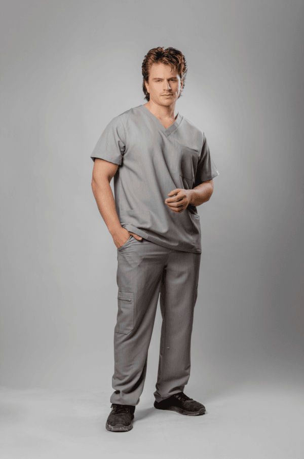 Pantalón Clínico Elasticado Hombre Flex Gris Claro