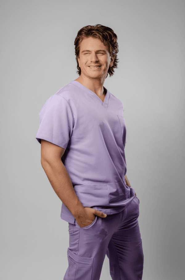 Polera Clínica Elastica Hombre Flex Lila