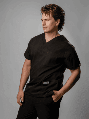 Polera Clínica Elastica Hombre Flex Negro