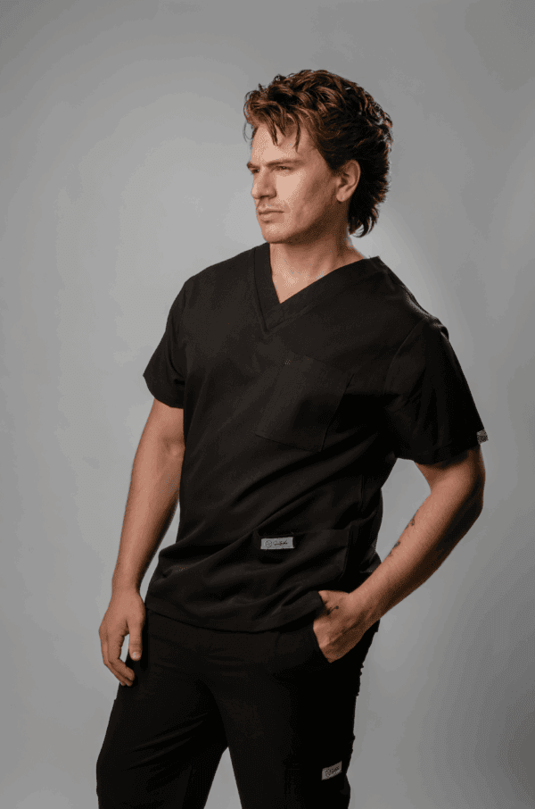 Polera Clínica Elastica Hombre Flex Negro