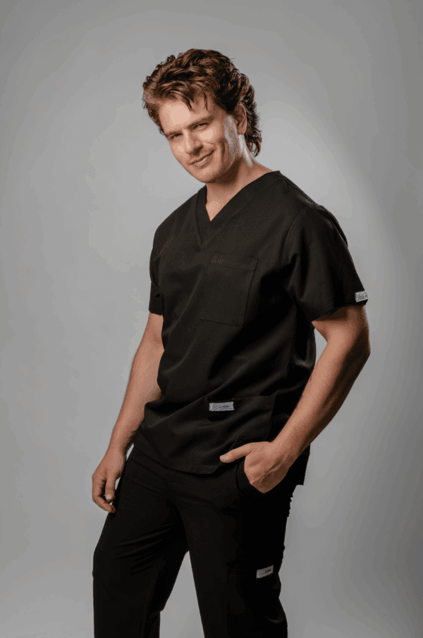 Polera Clínica Elastica Hombre Flex Negro